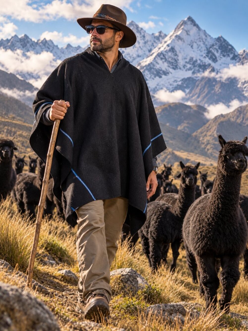 Antique handmade Andean poncho, one-of-a-kind piece. Echoes of the eternal Andes
